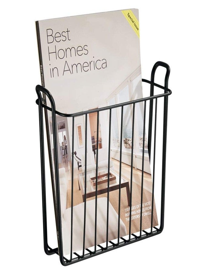 INDIAN DECOR Wall-Mountable Newspaper and Magazine Rack - Steel, Matte Black - Image 2